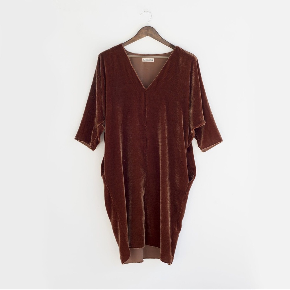 NWOT Rachel Craven Velvet Dolman Dress in Rust